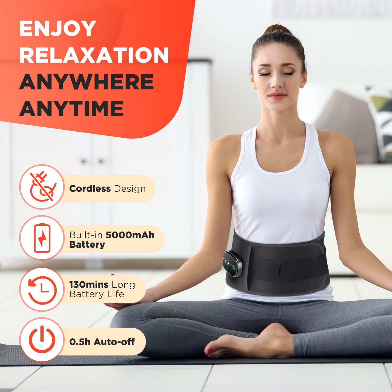 Electric Waist Massager, LED Light 5-level Temperature Adjustment Hot Compress Lower Back Waist Massage Belt, Waist Wrap for Women & Men Chrismas Gift