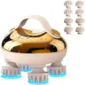 Portable Electric Head Massager, USB Rechargeable Scalp Therapy Device, Includes 8 Detachable Massage Heads, Perfect Gift for Stress Relief