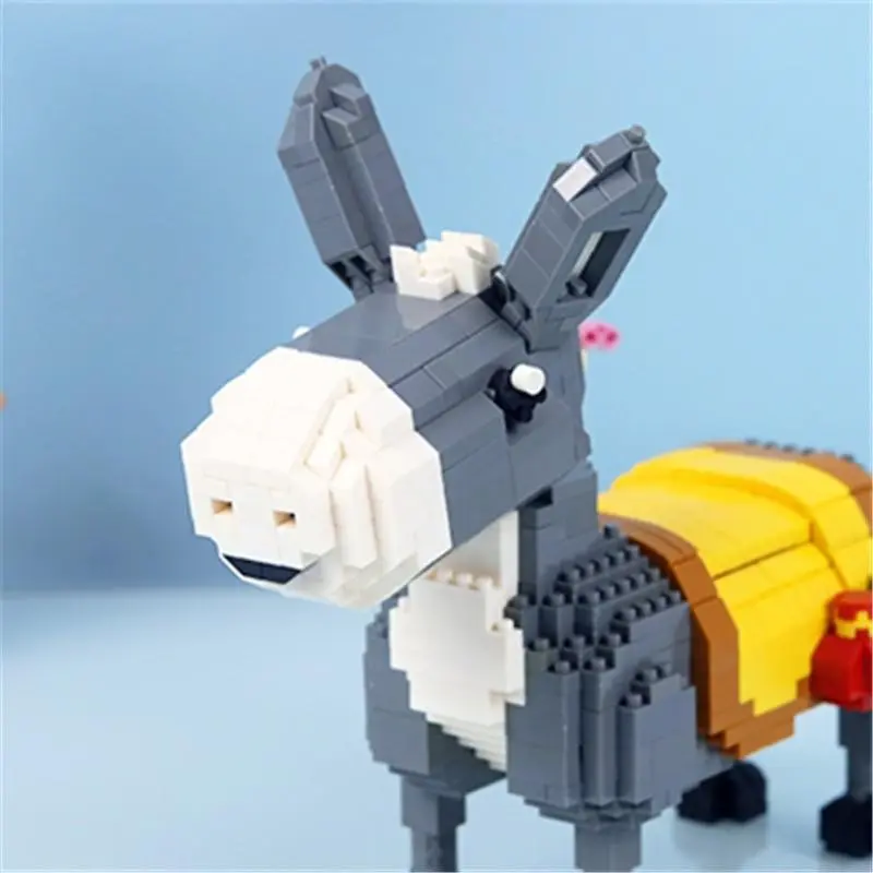 1 Miniature Donkey Figurine Building Kit, Adorable Mule Brick Model with Saddle, Stress Relief Desk Ornament Toy for Youth Adults 12-18+, Birthday Present, 2026 Trending Hobby Choice