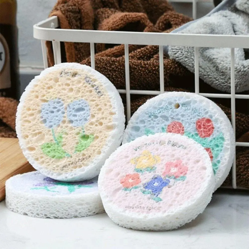 4Pcs Magic Wipe Cleaning Sponges - Cotton Scouring Pads, Cotton Pulp Dishwashing Sponges, Melamine Cloth Dishwashing Rag, Wood Pulp Washing Tool for Kitchen Cleaning Supplies