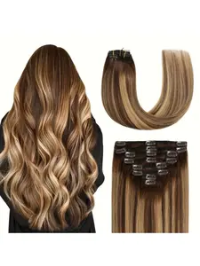 Clip in Human Hair Extensions Straight for Women 14–28 Inch 100g 8Pcs 18 Clips Multi Color 1B/4/4-27/613 Seamless Soft Natural Look Lightweight Beginner Friendly Easy Install Natural Black, Dark Brown,Highlight Ombre Honey Blonde
