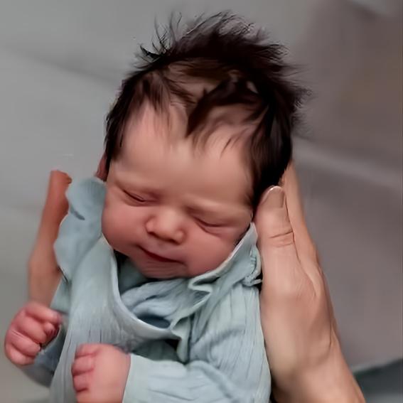 Lifelike Hand-Painted Reborn Baby Doll with Soft Touch Cloth Body Olive Green for Play Comfort and Collection Ideal Gift for Young People Collectors Grandmothers