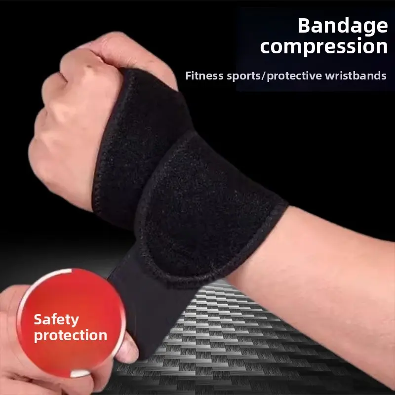Professional Polyester Fiber Compression Wrist Support Sleeve for Adults - Synthetics, All Seasons, Tendonitis Relief, Sports Protective Gear Accessories, 1 Black Mercerized Fabric, Fitness Support