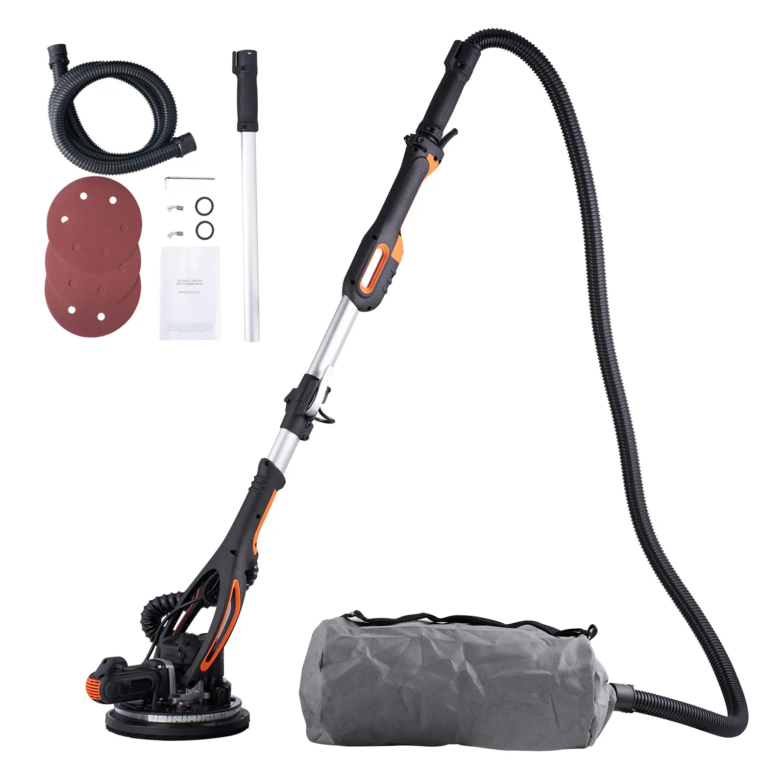 Wall Smoother, 900W Drywall Sander, Includes 12 Sanding Pads, Adjustable Speeds from 800-1800 RPM, 3 Vacuum Tubes, Collapsible Design for Ceilings, Dual LED, Telescopic Grip & Dust Collector