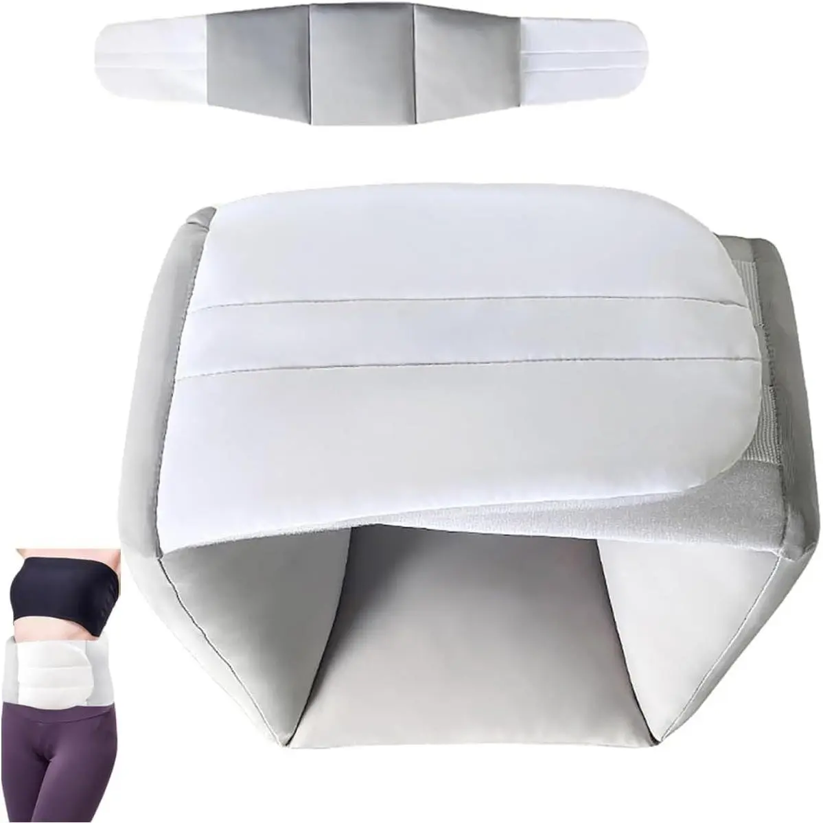 Lumbar - Ergonomic Waist Pillow for Back Pain Relief & Spinal Alignment, Strap, Breathable for Officleep.