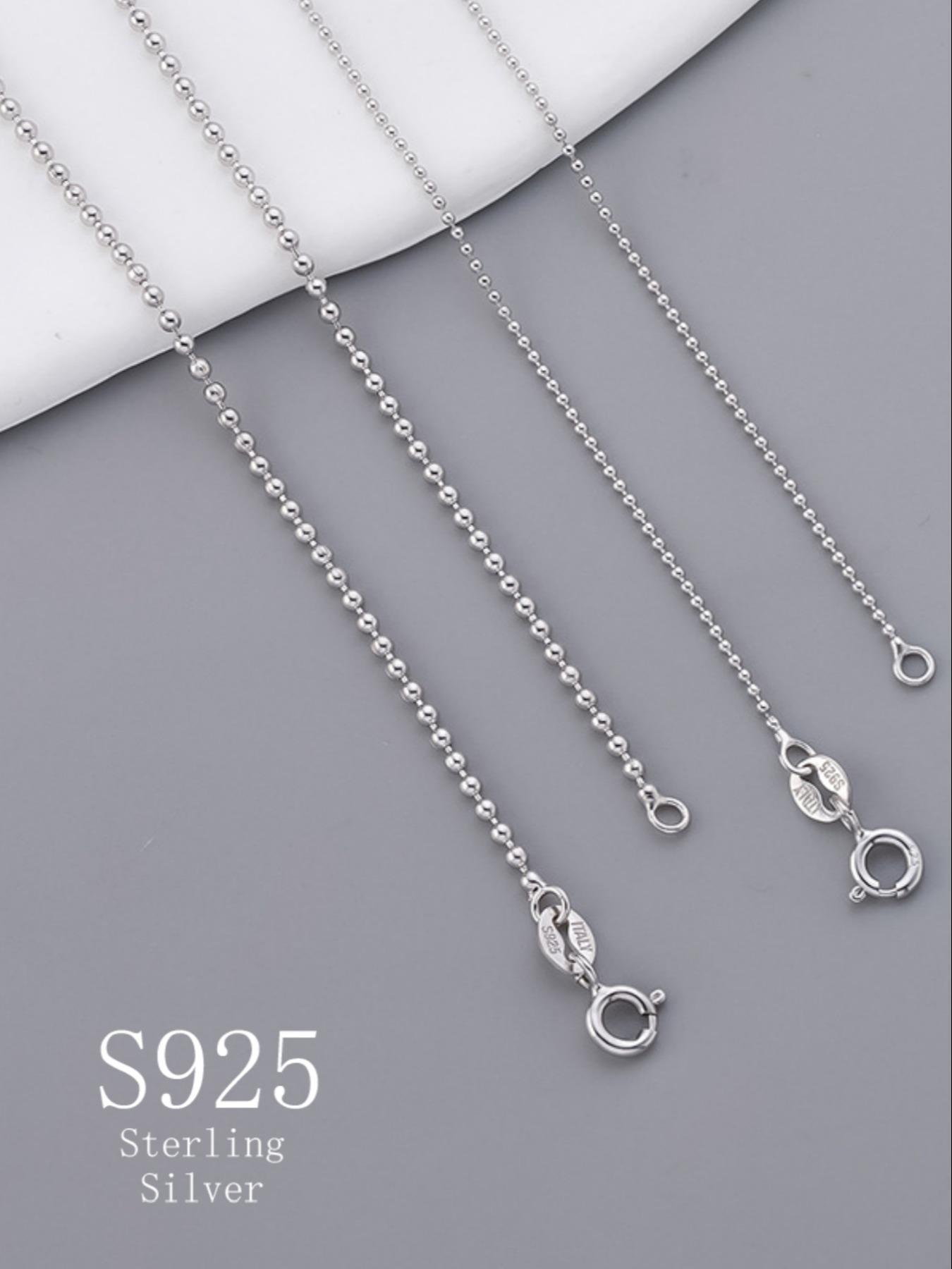 925 Sterling Silver Simple Ball Chain Necklace, Fashion Jewelry for Party, Daily Clothing Decor, Trendy All-match & Exquisite Jewelry for Birthday Gift