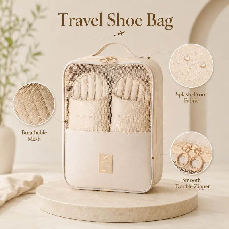 2-in-1 Dual-Use Polyester Shoe Storage Bag, Foldable Compact Home Organizer, Easy-to-Carry Travel Essentials Pouch, Portable Home Supplies Accessory