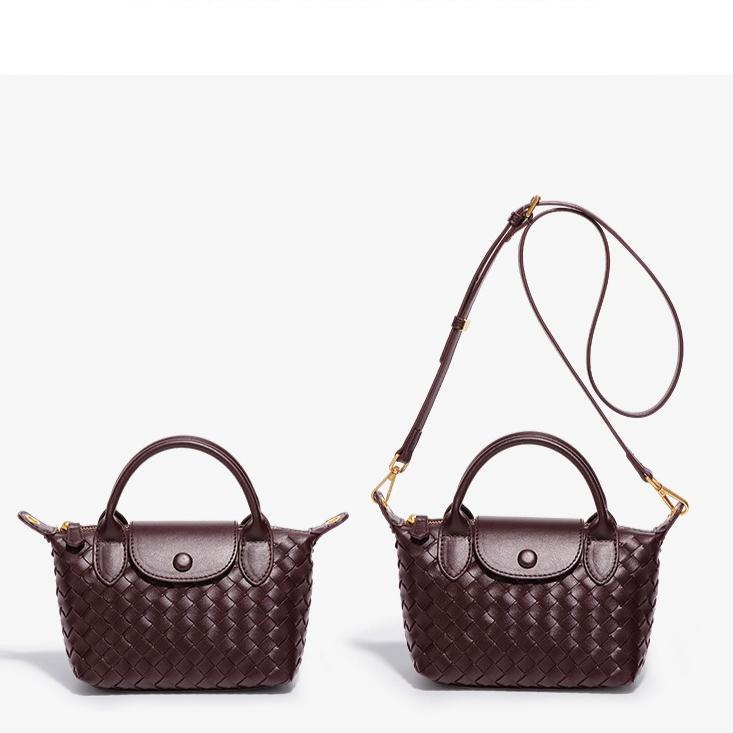 6252 Hand-woven Shoulder Dumpling Bag 2025 New PU Leather Fashion Commuter Messenger Bag