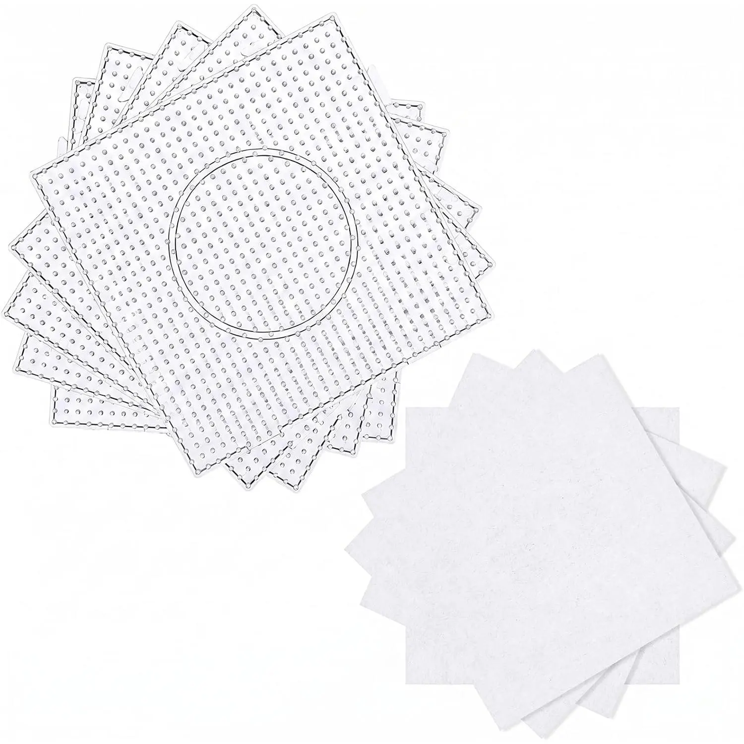 5 count 5mm Fuse Beads Boards, Clear Beads Pegboards with 4 count Ironing Paper, Large Plastic Bead Boards Kits for Craft Bead, DIY Craft Bead