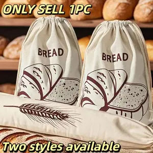 Reusable Linen Bread Bag with Drawstring Closure, Food Grade Fresh Bread Storage, Durable and Stylish Kitchen Essential, Organiser, Storage Bags, Durable Pouch