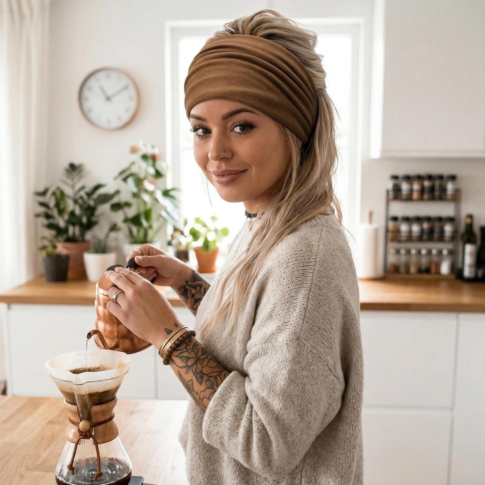 4pcs Headbands for Women, Wide Elastic Head Bands, Non-Slip Thick Hair Bands, Sports Stretchy Sweat Bands, Large Knotted Soft Headband for Washing Face, Makeup, Workout, Spa, Running, Fashion