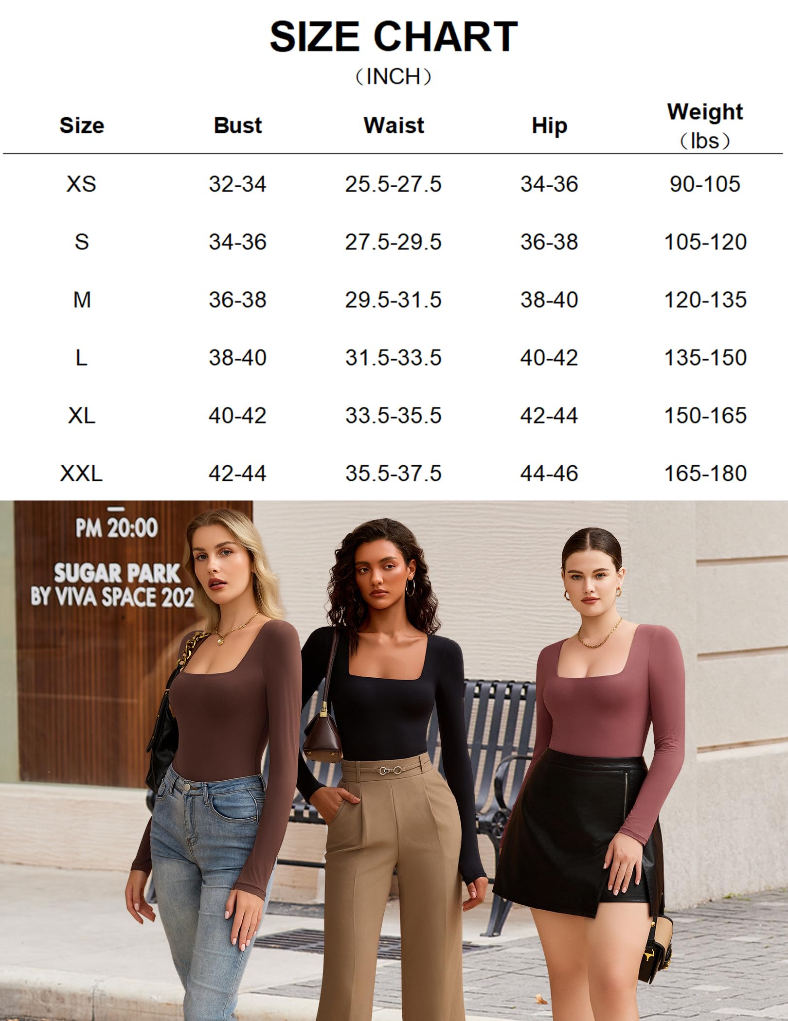 Clearance Sale - Limited Sizes Available** Women's Long Sleeve Bodysuit Double Lined Square Neck Body Suit Tops Snap Closure Soft
