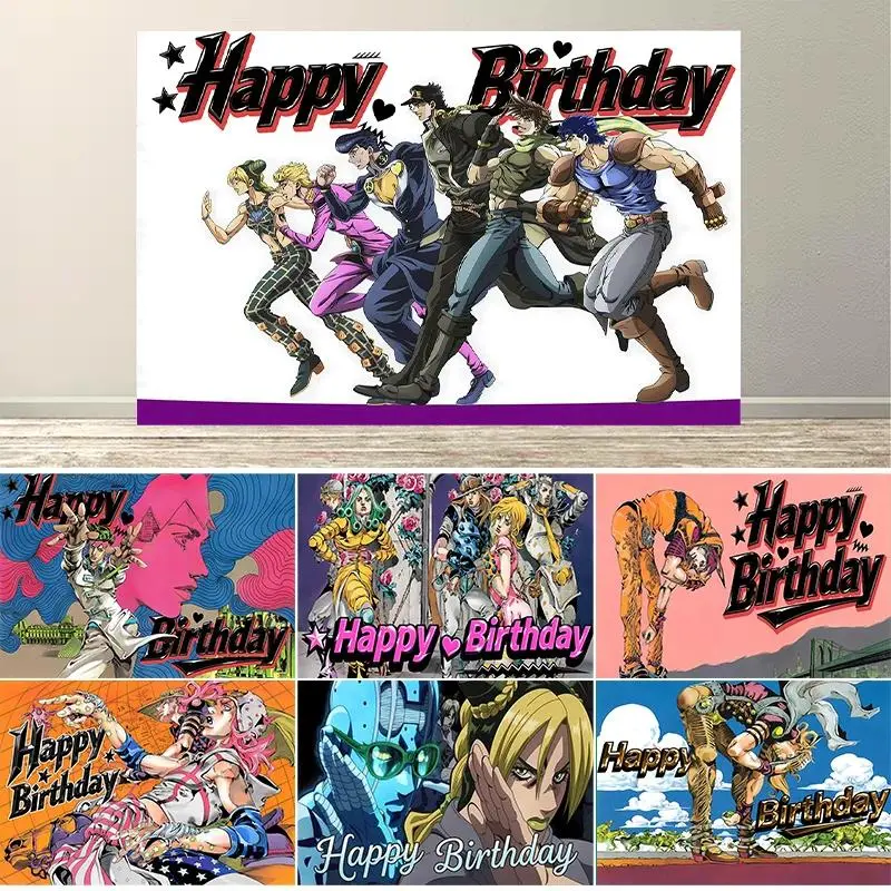 Classic Anime J-JooJoS Bizarre Adventure Party Backdrops Photography Background Banner Wall Cloth Kid Birthday Decoration Prop
