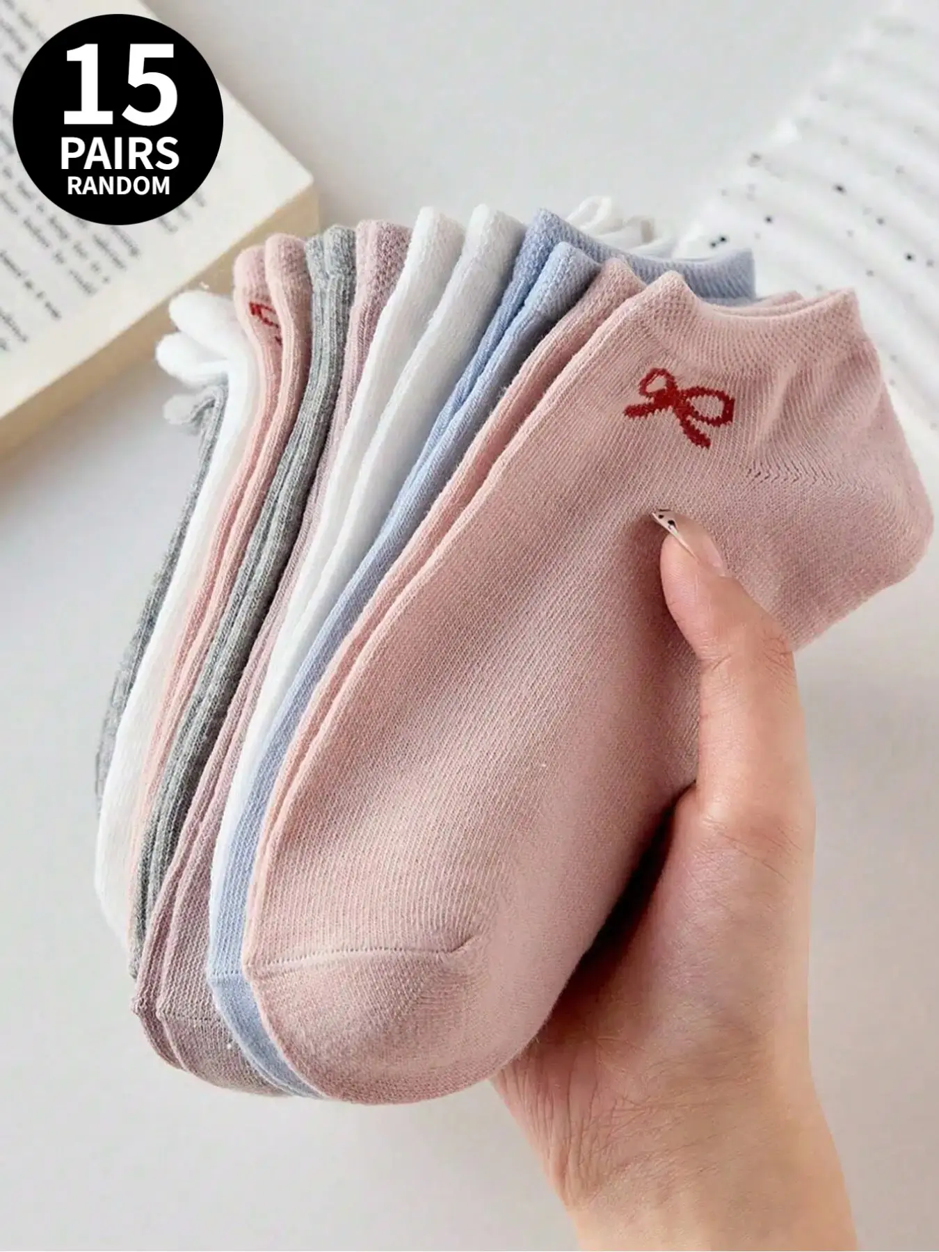 15-Pair Assorted Cute Women's Socks: Ankle Socks, Crew Socks, Knee-High Socks, Casual Socks, Women's Socks, Soft Morandi-Color Low-Cut Socks, Everyday Casual Socks (Random Colors)