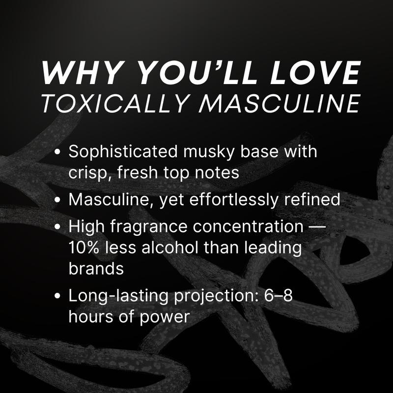 Toxically Masculine Pheromone Infused Eau De Cologne 100ML, Long Lasting Fragrance, Bold Scent Colognes for Men, Friday Gifts