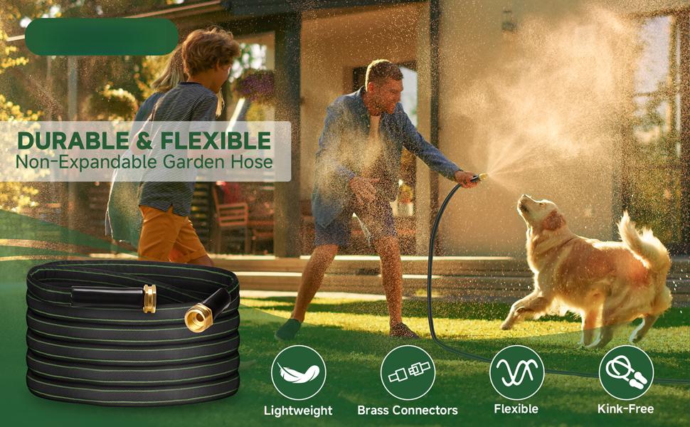 Garden Hose 100ft Flexible Water Hose Non-Expandable High Pressure Kink-Free Leakproof Durable Portable Lightweight Outdoor Yard Lawn Black Fabric Watering Hose with 3/4" Aluminum Fittings Garden Hose 100ft Flexible Water Hose Non-Expandable High Pressure Kink-Free Leakproof Durable Portable Lightweight Outdoor Yard Lawn Black Fabric Watering Hose with 3/4" Aluminum Fittings