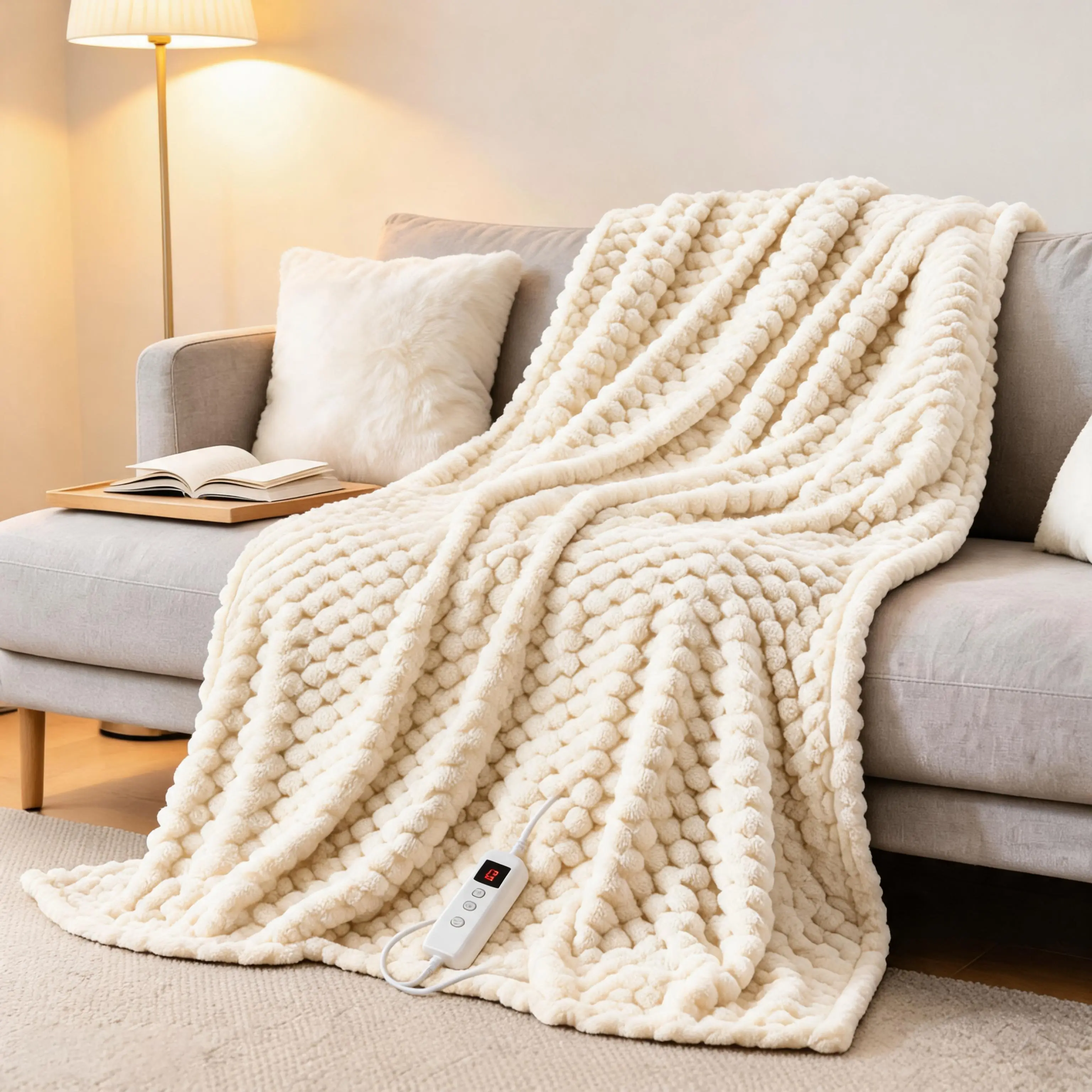 Cozy Heated Blanket, Electric Blanket Fast Heating, Ultra Soft Flannel & Faux Sherpa Fleece Cozy Winter Bed Throw, Heat Settings & Auto Shut Off, Machine Washable