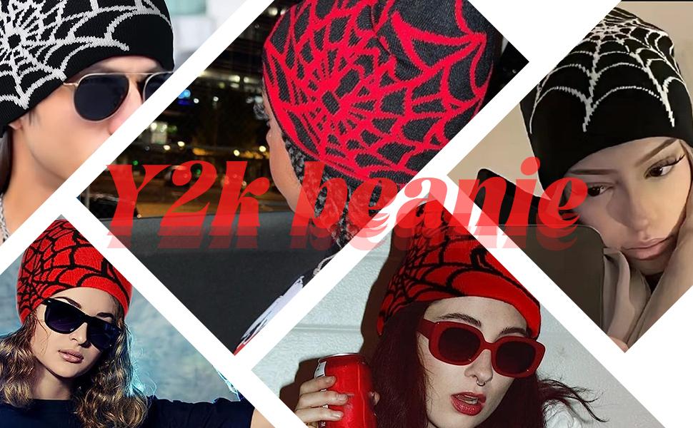 Y2K Beanie Hats Knitted Wool Pullover Hat Letter Star Jacquard Hat ...
