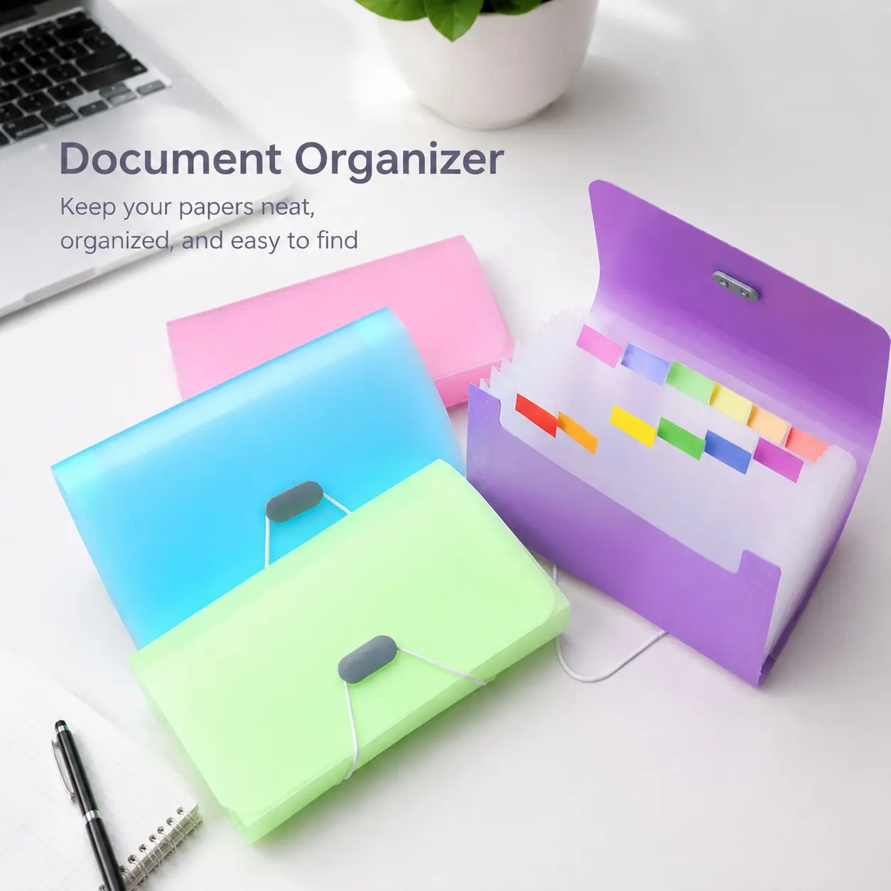 2pcs Portable Candy Color File Folder, 13 Pockets Organizer, Ideal for Receipts, Coupons, Tickets, Suitable for Girls, Office Workers, Home Use