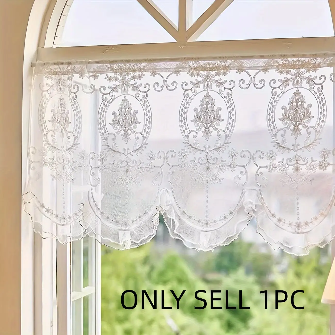 1pc Screen Curtain No Drilling Half Curtains Short Partition Door Curtain Lace Screen Curtain Hallway Cover Door Curtain Home Decoration Curtain