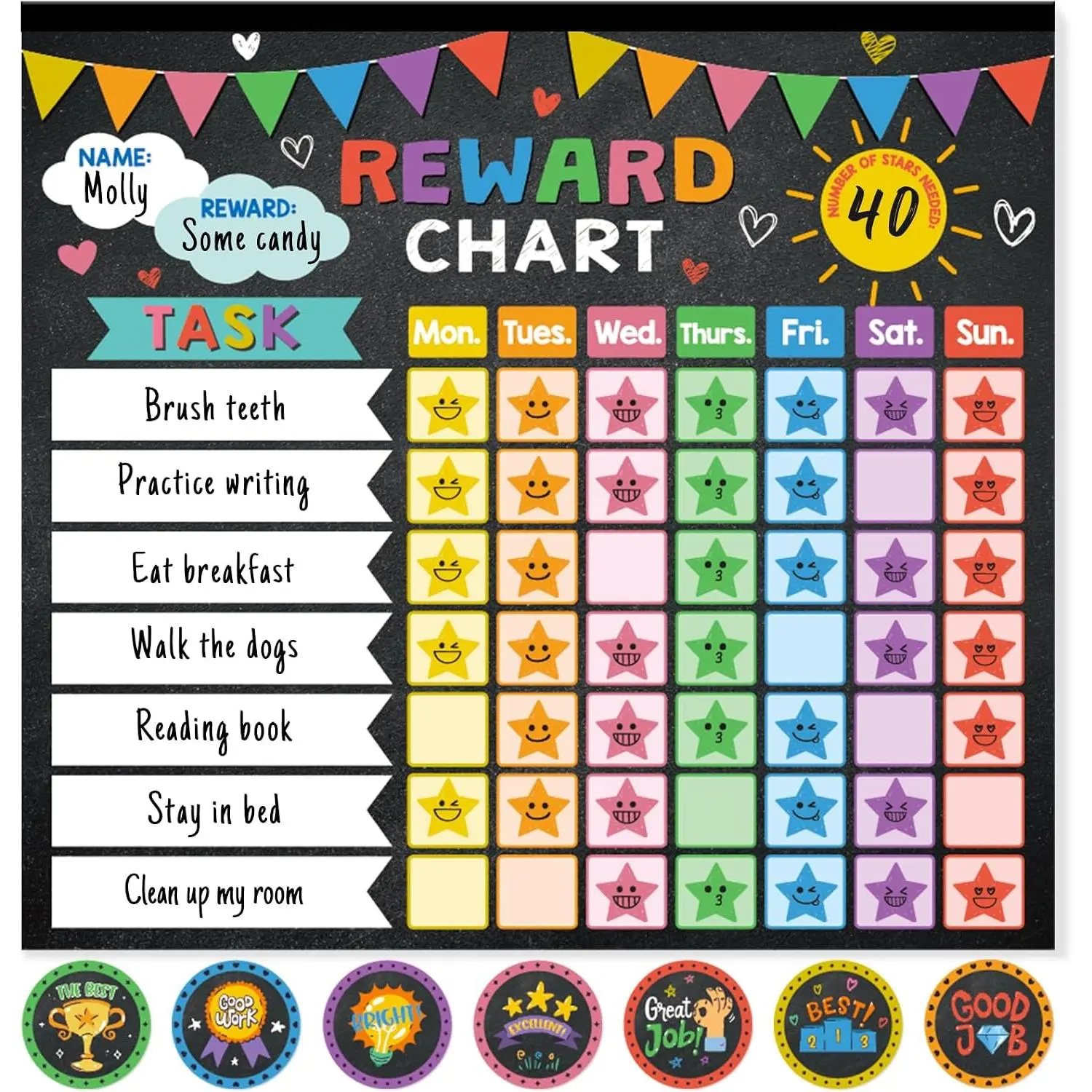Chart for , Behavior Chore Chart for  at ,26 Black Chore Charts,1960  Stickers,56  Stickers,Incentive Chore Chart to Develop Responsibility and  Habits