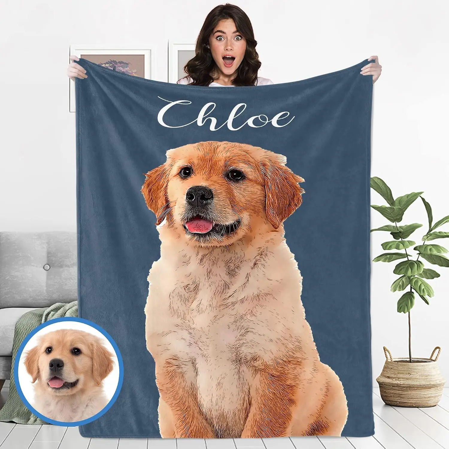 Personalized Pet Memorial Gifts, Custom Dog Blanket with Photos and Name| Personalized Pets Blankets with Picture, Puppy Bereavement/Passing Away Gifts lover