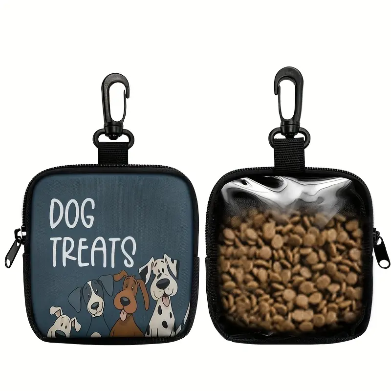 Dog Training Snack Bag with Zipper Seal - Portable Polyester Pet Snack Bag, Suitable for Outdoor Activities and Walking, Color Design, Single Side Printing, Clear on One Side, Dog Walking Essentials | Vivid Dog Accessories | Durable Zipper Seal