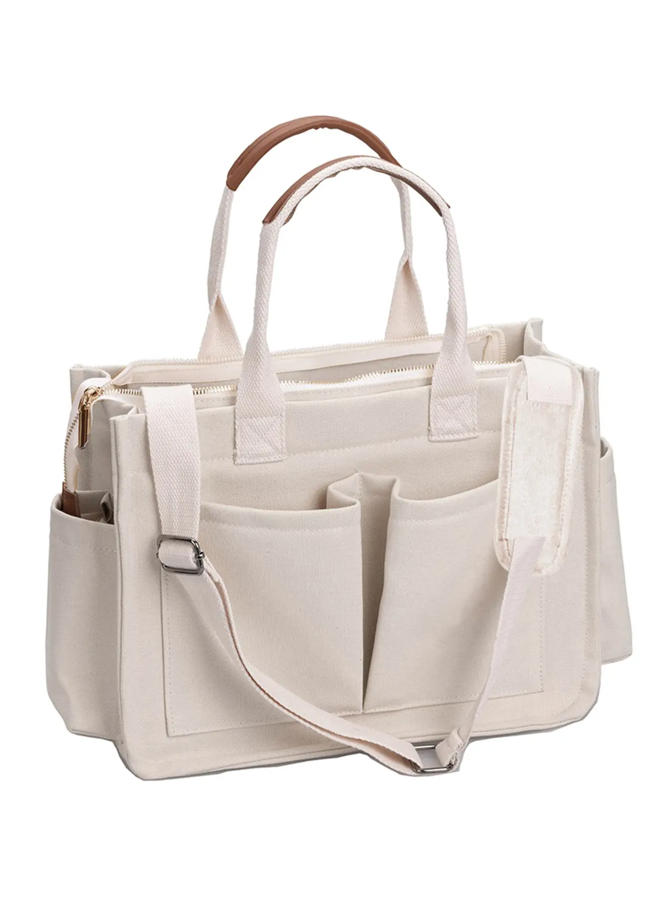Large Capacity Multi-Layer Canvas Tote Bag for Women, 15.3 Inch Laptop Backpack, Detachable Shoulder Strap, Commute, School, Mom Bag, Casual Commuting Bag