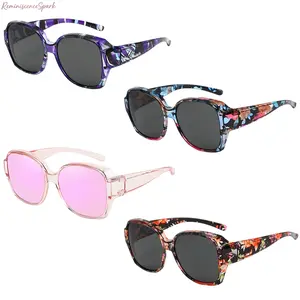 4 Pack Women Fit Over Polarized Wrap Sunglasses, Oversized PC Frame Fits Over Prescription Glasses, Each with Premium Soft Leather Case, UV400 Anti-Glare Lens, Lightweight Shades for Driving, Fishing & Outdoor Daily Use