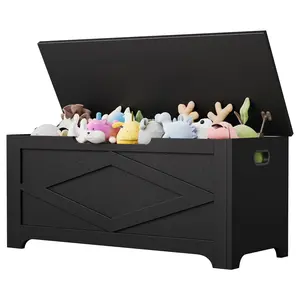 39.4" Storage Chest, Wooden Storage Bench With 2 Safety Hinges, Easy Assembly, Retro Style Large Toy Chest for Entryway, Living Room, Bedroom