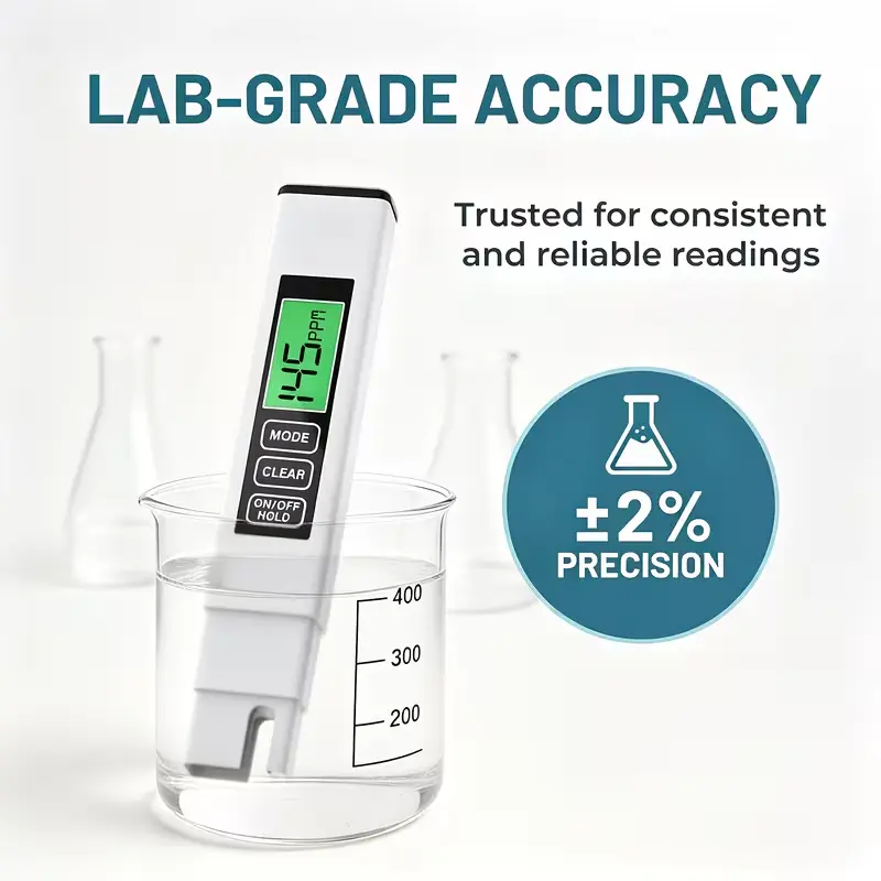 4 in 1 Digital TDS Water Tester, TDS EC Temperature Meter for Drinking Water, RO System, Aquarium, Pool, Hydroponics & Tap Water