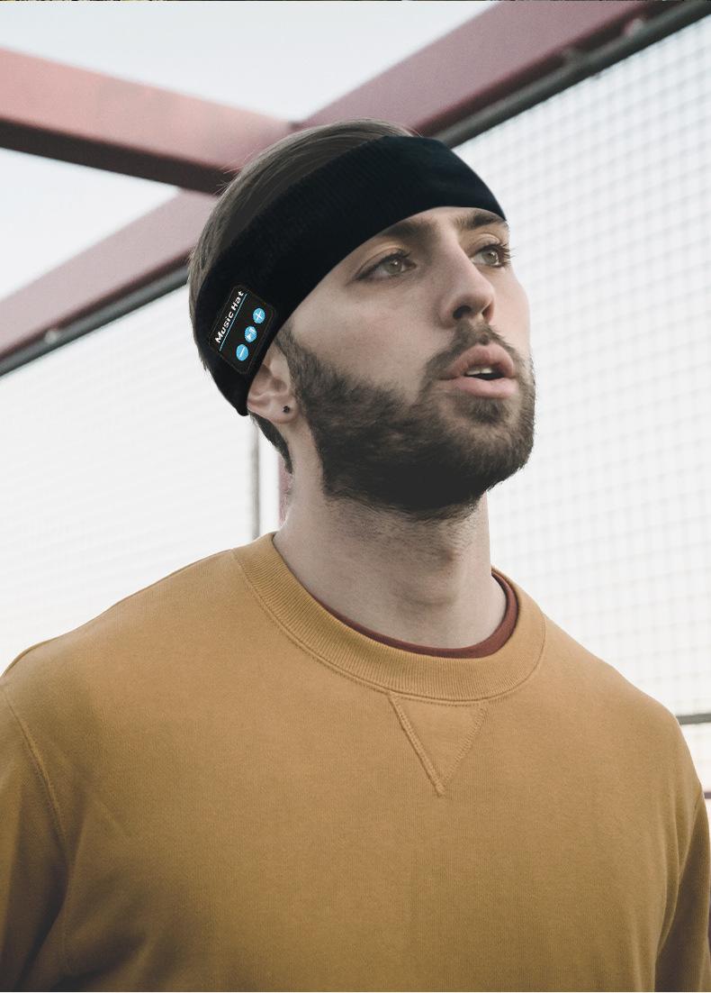 Wireless bluetooth headscarf outdoor fitness sweat-absorbing headset music call outdoor knitting bluetooth headband