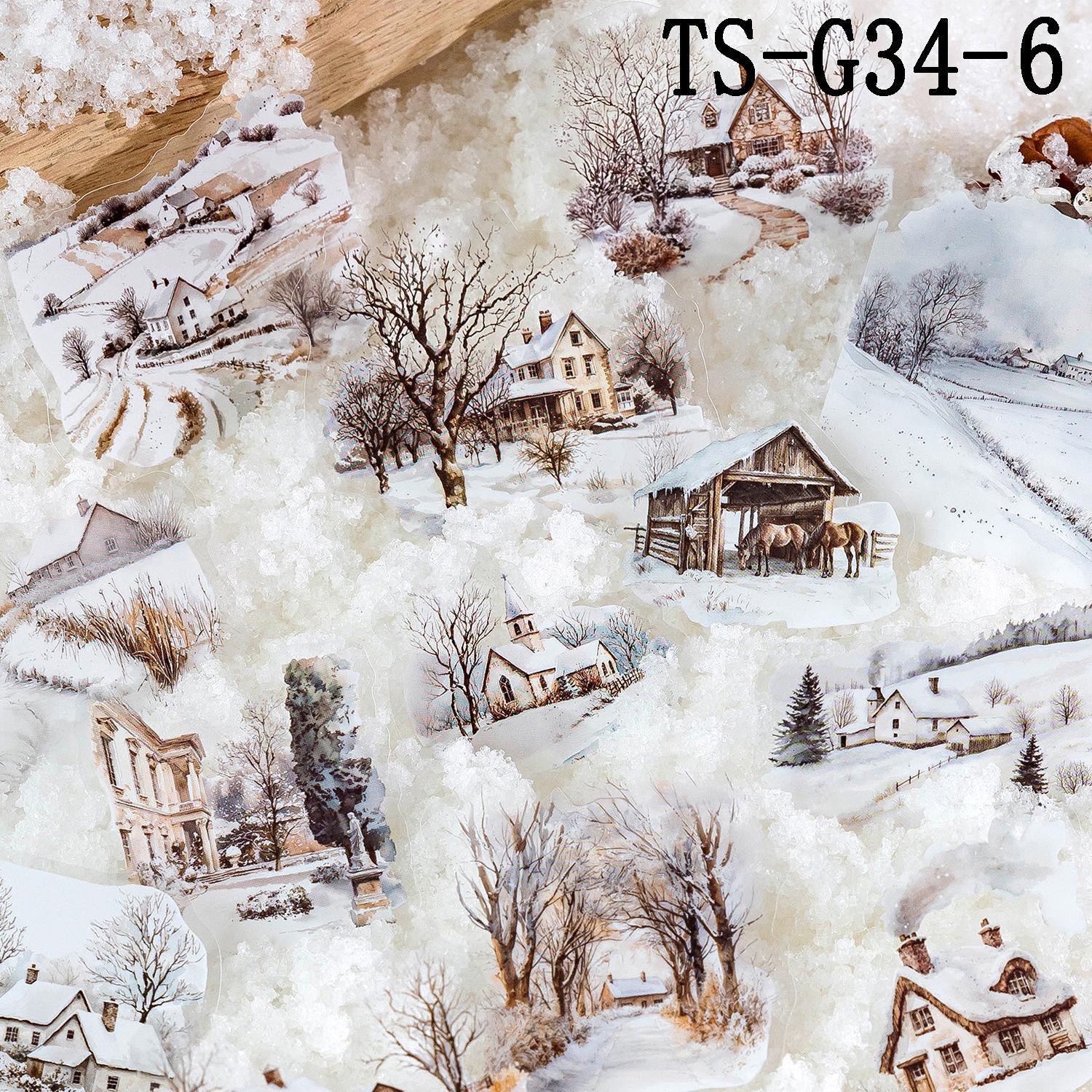 Vintage Scene Pattern Sticker, 30pcs/pack Scrapbooking & Stamping Sticker Set, Diy Decorative Sticker for Scrapbooking & Journal Making