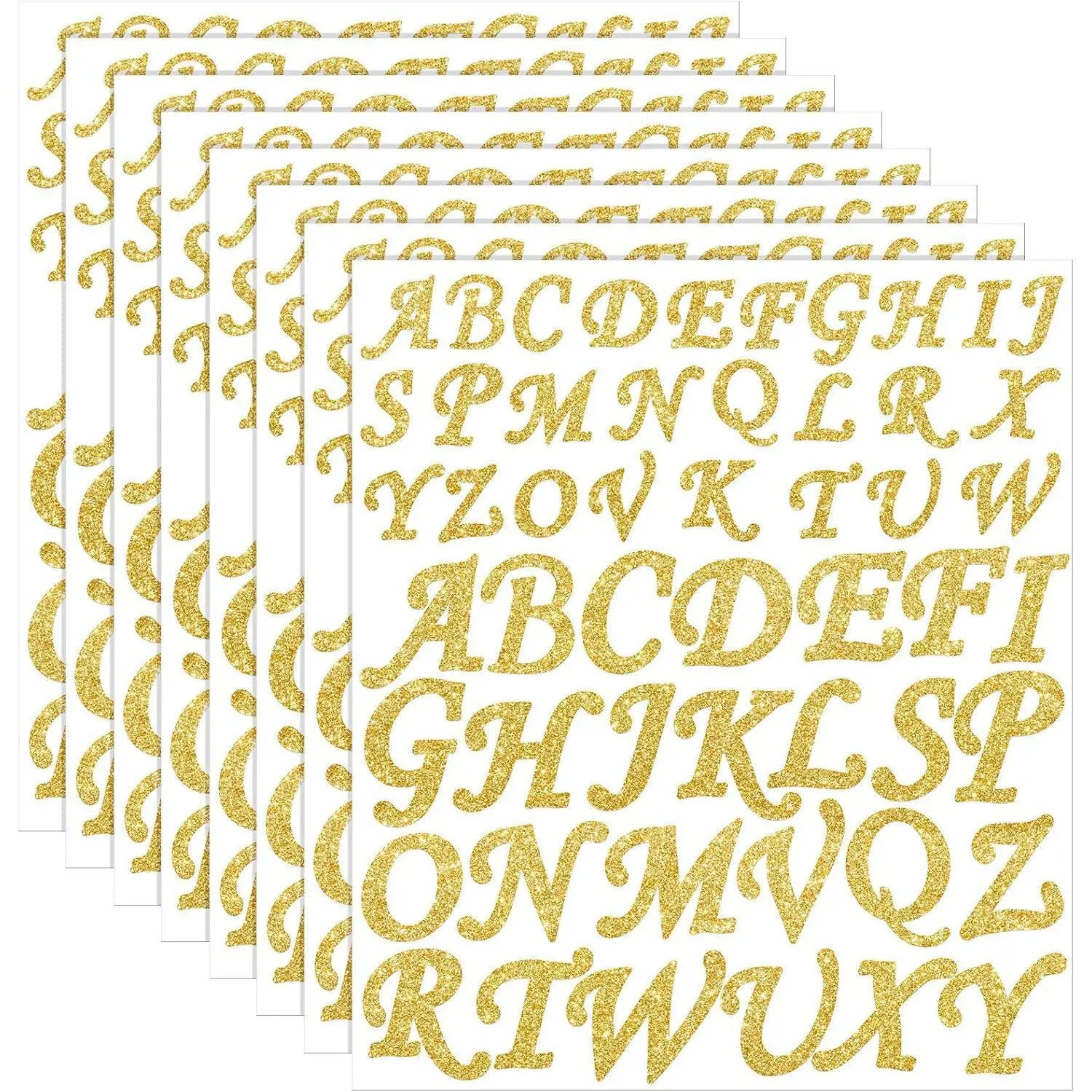 416 Pcs Letter Stickers 8 Sheets Alphabet Stickers Vinyl Self Adhesive Stick for Graduation Cap Scrapbook DIY Crafts Gift Art Business Notebook Classroom Decor(1 Inch, 2 Inch,Glitter Gold)