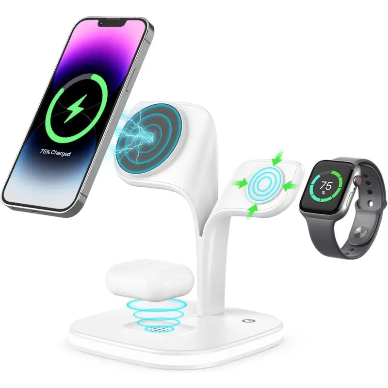 YM-UD22 White Magnetic Wireless Charger, Fast Charging Device for Desktop & Laptop Power Supply, Ideal for Christmas, Happy Birthday Gifting