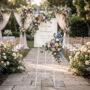 63 Inch Adjustable Metal Easel Stand, Heavy Duty Floor Display Easel for Wedding Signs, Poster Boards, Canvas, Art Display, Menu Boards, Event Decor, Freestanding Wrought Iron Easel Rack for Home, Gallery, Party, and Business Use, Black