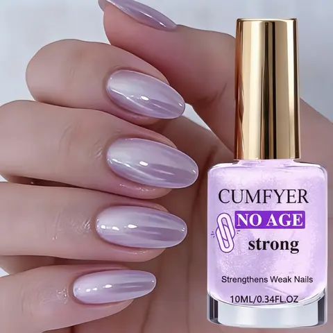 Purple Pearl Shell Nail Strengthener, Nail care product, Smooth Nail Treatment - Quick-dry without a UV lamp, alcohol-free, long-lasting smooth shine, clear and icy texture, perfect for daily commutes, parties, great for at-home DIY, beginner-friendly