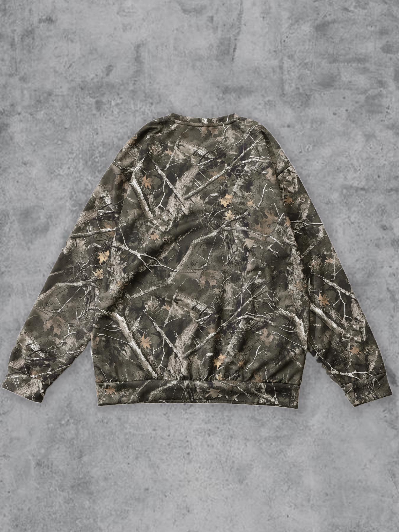 Men's All Over Print Drop Shoulder French Sweatshirt, Regular Fit Casual Long Sleeve Round Neck Pullover for Daily Wear, Fashion Men's Top for All Seasons