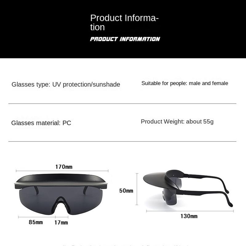 Large-frame cycling glasses, brimmed sports glasses, UV400, unisex sports glasses, colorful hat sunglasses, brimmed sunglasses, protective glasses, sunshade glasses