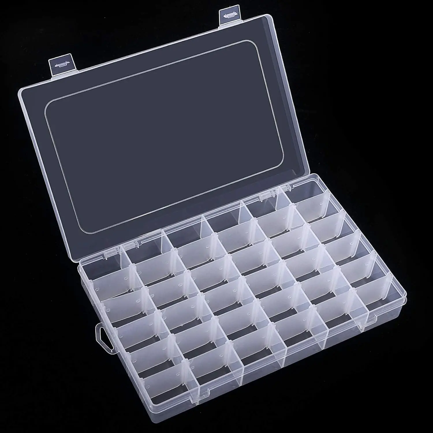 36 Grids Clear Plastic Organizer Box with Adjustable Dividers, 36 Compartment Clear Storage Container for Bead Organizer, Fishing Tackles, Felt Board and  Storage