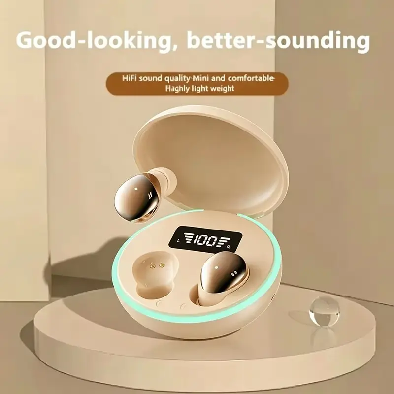 Mini Bluetooth-compatible 5.3 Clip-On Earpiece, One Key Control, HD Call Noise Reduction, 60 Hours Standby, Dual Device Connection, USB Type-C, Matte