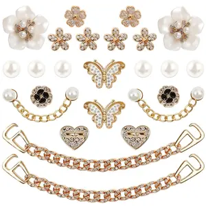SOGLLQAM Bling Shoe Charms for Women with Flower Pearl Sparkling Chains & Unique Shapes DIY Accessories for Clog Rhinestone Shoes Chain Charm Cute Shoe Charms for Birthday Party summerwins