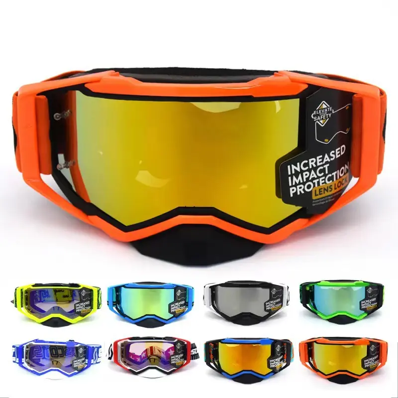 Fashionable colorful motorcycle goggles Harley protective eyewear riding eye protection set outdoor sports glasses windproof, sandproof, UV protection eyewear Pro Motocross Goggles| UV400 Anti-Fog Lens| 142g Lightweight TR Frame| Windproof