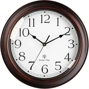 Atomic Wall Clock 10 Inch, Silent Non-Ticking  Clock  Operated Classic Analog Decorative for Kitchen, Living Room, Office, Bedroom, Bathroom (Bronze)