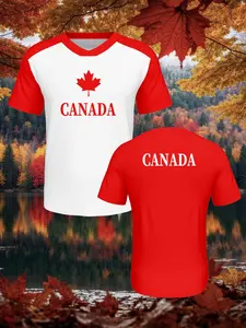 Canada Maple Leaf Soccer Jersey, Colorblock Mesh Quick-Dry Shirt, Men's Training Top, Sporty Slim-Fit T-Shirt