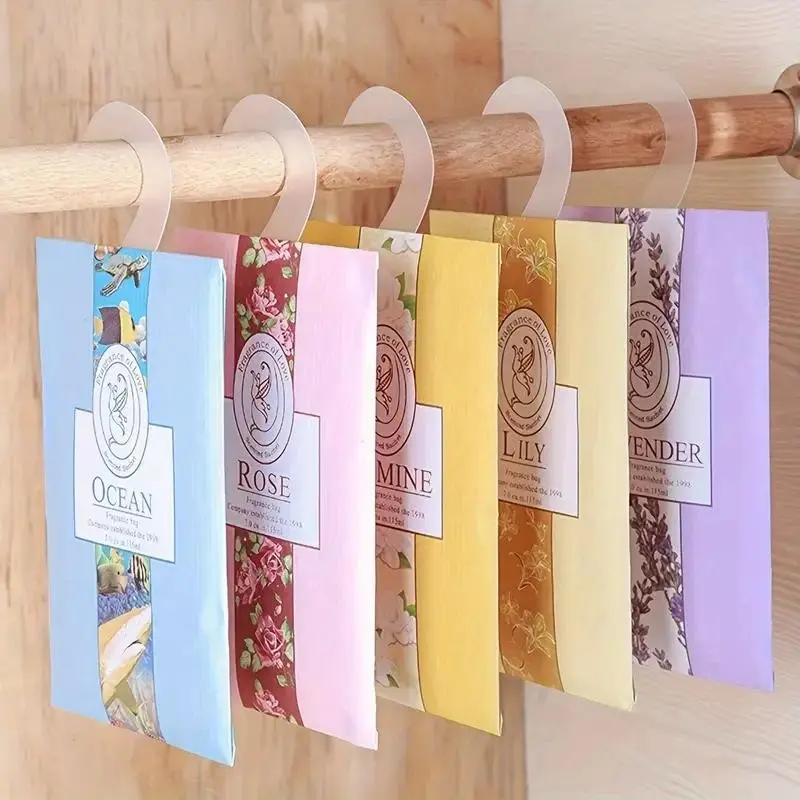 5-Pack Hanging Closet Scented Bags, Portable Air Freshener for Wardrobe, Home Essentials, Apartment Must-Have, Back-To-School Supplies