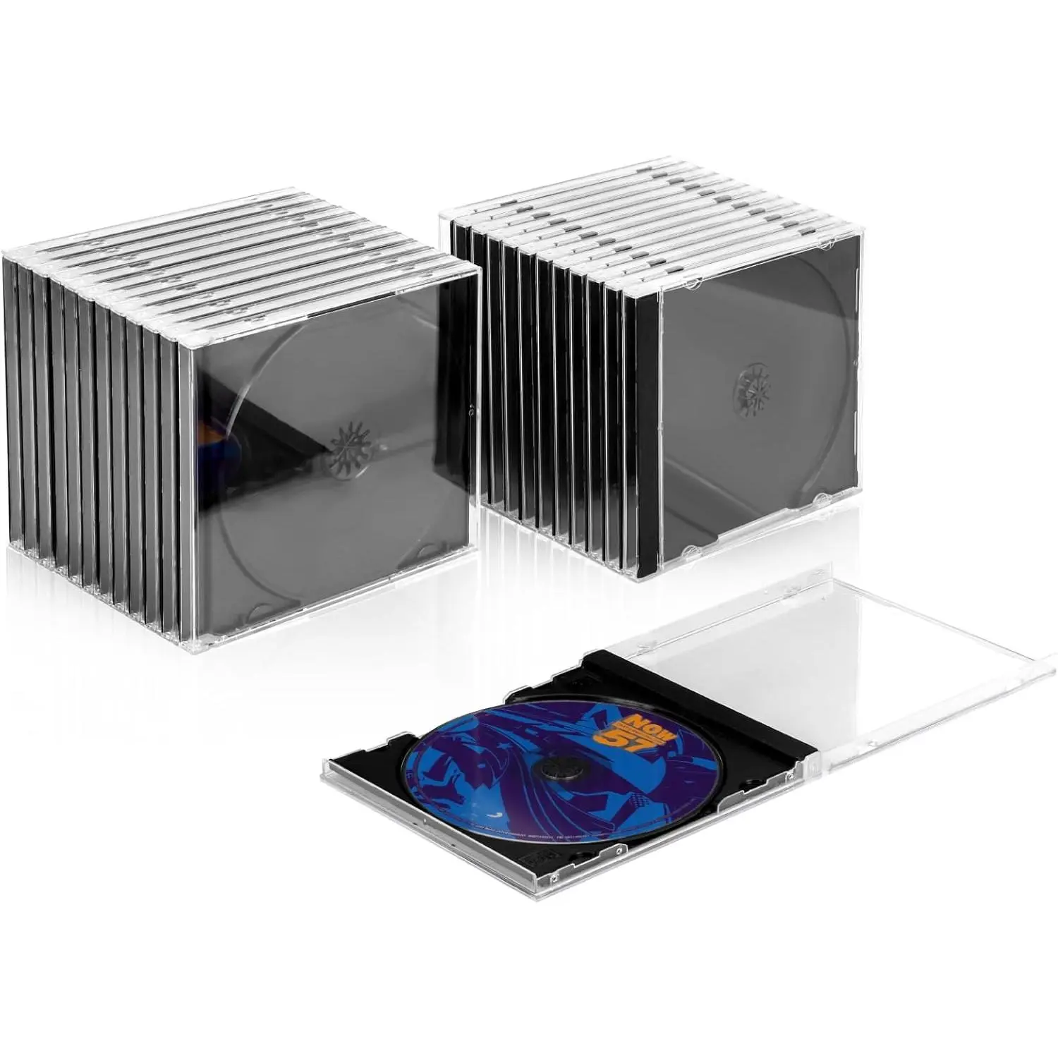 Upgraded Standard Single Clear CD Jewel Case CD Storage Case with Assembled Black Tray Thickened Material 30 Pack