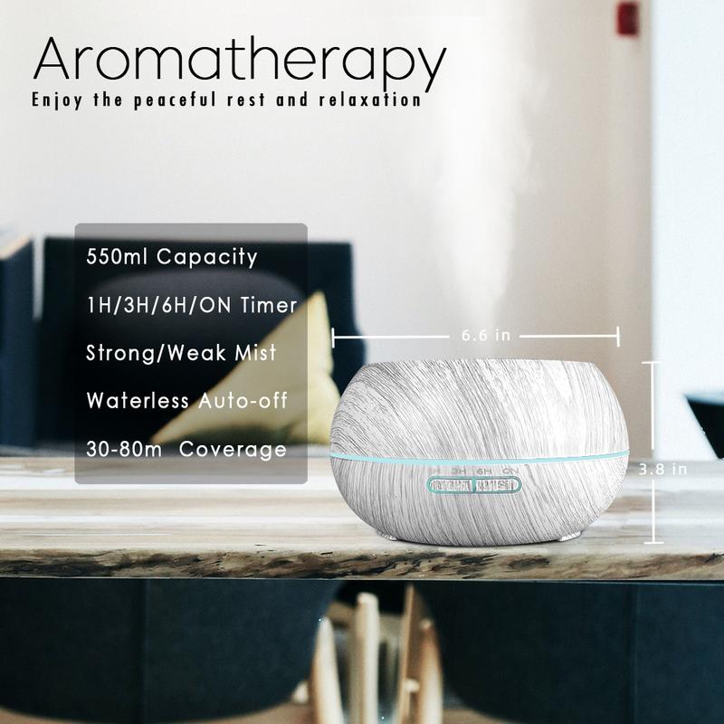 Struggling with Dry Air 550ml Family Diffuser Humidifies Purifies with 6 Therapeutic Oils & Remote-Controlled Ambiance
