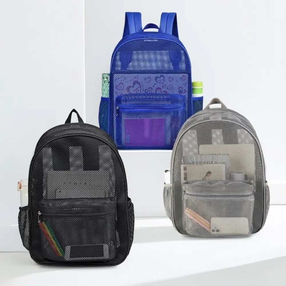 Unisex Mesh Material Backpack - Lightweight, Breathable, Structured, 22L/30L, Black and Pink, Notebook Compartment, Backpack for Outdoor Adventures, Beach Sports Daypack, Breathable Backpack