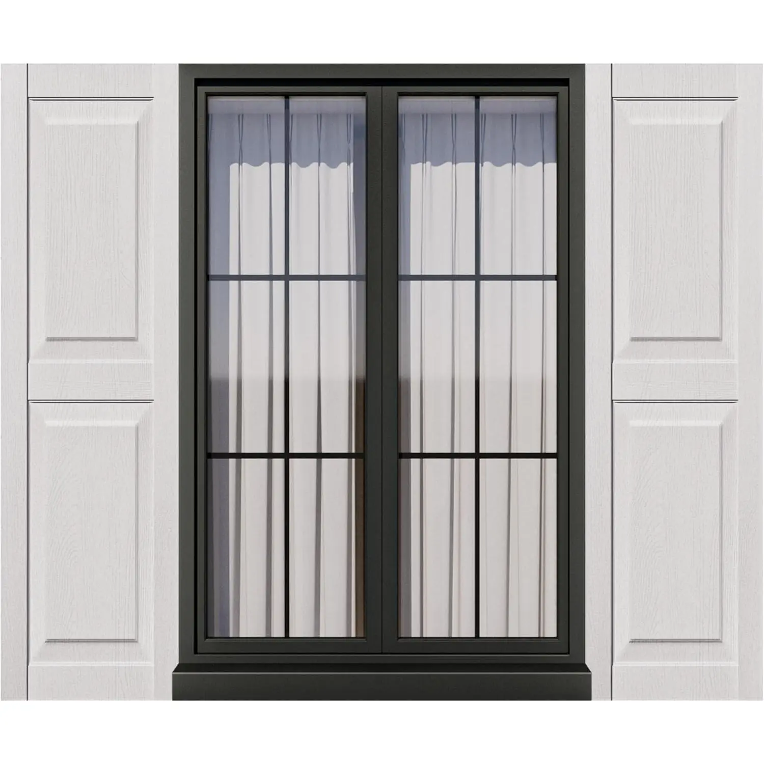Exterior Window Shutters - Weather-Resistant Polypropylene, Easy DIY Install - Raised Panel Shutters for Windows Outside, Vinyl, Brick, 14.5"W*" H, Black